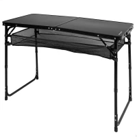 Mesa Plegable Camping Aktive Regulable 60-70 Cm con Red Extraíble, 63x8x64,5 Cm, Negra(m-1)