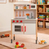 Cocina Infantil de Madera Woomax Eléctrica, 59,5x30x94,5 Cm, Madera Natural(m-5)