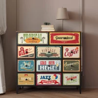Cómoda Max Home Vintage 11 Cajones de Tela, 103x30x98 Cm, Multicolor(m-2)