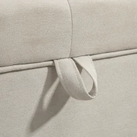 HOMCOM Panca Contenitore da 80L Imbottita con Rivestimento in Tessuto e Gambe in Legno, 118x42x45 cm, Crema(m-4)