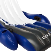 Sillón Colchoneta Hinchable Intex Ergonómico 2 Cámaras, 180x135 Cm, Blanco/Azul/Negro(m-5)