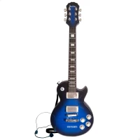 Guitarra Eléctrica de Juguete con Micrófono Auricular y Bluetooth, 24x6,5x72,5 Cm, Azul y Negro(m-1)