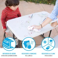 Mesa Plegable Picnic Infantil con Bancos Integrados, 82,5x90x53,5 Cm, Multicolor(m-4)