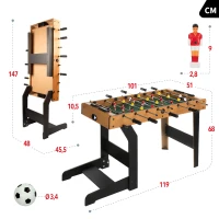 Futbolín Plegable con Patas Extensibles, 101x51x70 Cm, Madera(m-4)