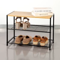 Zapatero Metálico 3 Niveles, 63x30x43 Cm, Negro(m-7)