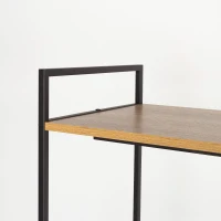 Armario Perchero Abierto Madera y Acero con Barra y 2 Estantes, 83x39x167 Cm, Madera Natural y Negro(m-7)