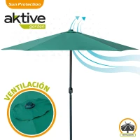 Parasol Hexagonal Aktive Garden Mástil 48 Mm Ø300 Cm, Verde(m-3)