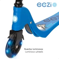 Patinete 2 Ruedas Luminosas, Manillar Regulable, 33x69x70-80 Cm, Azul(m-3)