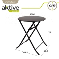 Mesa Redonda Plegable Metal, 60x60x70 Cm, Negro(m-6)