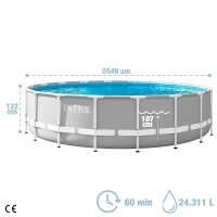Piscina Desmontable Redonda Prisma Frame Intex con Depuradora y Accesorios, 549x549x122 Cm, Azul/Gris(m-4)