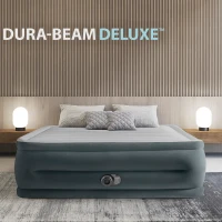 Colchón Hinchable Doble Elevado con Hinchador Eléctrico, 152x203x56 Cm, Gris(m-2)