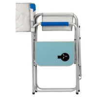 Silla de Director Plegable XL con Mesa Lateral y Reposapiés, 58x57x103 Cm, Azul y Gris(m-7)