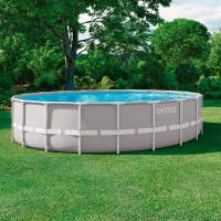 Piscina Desmontable Redonda Prisma Frame Intex con Depuradora, 610x132 Cm, Azul y Gris(m-2)