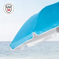 Sombrilla de Playa Plegable 8 Varillas Mástil Regulable, 180 Cm, Azul(m-5)