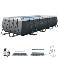 Piscina Desmontable Rectangular Ultra XTR INTEX con Depuradora 5.700 L/h, 549x274x132 Cm, Azul/Gris