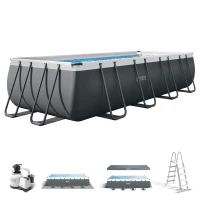 Piscina Desmontable Rectangular Ultra XTR INTEX con Depuradora 5.700 L/h, 549x274x132 Cm, Azul/Gris(m-1)
