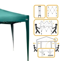 Cenador Plegable Altura Ajustable 300x300x240-250 Cm, Verde(m-3)