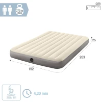 Colchón Hinchable Doble Fiber-Tech, 152x203x25 Cm, Crema(m-4)