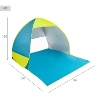 Tienda de Playa Pop Up Montaje Instantáneo, 140x160x110 Cm, Azul y Verde(m-5)