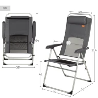 Silla Plegable Jardín Aktive Reclinable 6 Posiciones, 58x11x94 Cm, Gris(m-4)