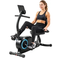 SPORTNOW Recumbent Exercise Bike for Home, Stationary Bike with Bluetooth, App Connectivity, Quiet 8-Level Magnetic Resistance(m-10)