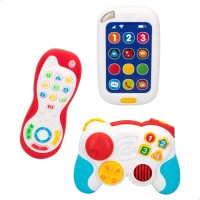 Set de Mandos y Teléfono para Bebé, 3 Piezas con Luz y Sonido, 28x6x24 Cm, Multicolor(m-1)