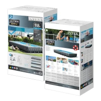Piscina Desmontable INTEX Ultra XTR Frame con Depuradora y Clorador, 975x488x132 Cm, Gris(m-8)