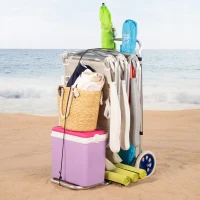Carro de Playa Convertible 2 en 1 Aluminio Plegable, 47x76x100 Cm, Azul(m-5)