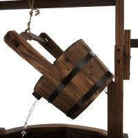 Outsunny Wooden Garden Wishing Well Fountain Barrel Waterfall Rustic Wood with Pump Garden Décor Ornament(m-8)