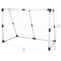 Portería de Fútbol Infantil Plegable con Balón y Bomba, 190x90x132 Cm, Blanco(m-4)