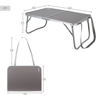 Mesa Plegable Camping Portátil, 60x40x25 Cm, Antracita(m-4)