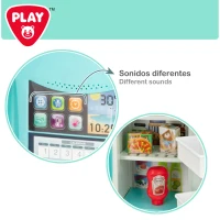 Frigorífico de Juguete PLAY Retro con Sonidos y Dispensador, 29x12x39,5 Cm, Azul(m-4)