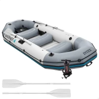 Barca Hinchable Mariner 4 con Suelo Rígido y 3 Asientos, 328x145x48 Cm, Gris(m-1)