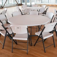 Mesa Redonda Plegable Lifetime, Tablero Polietileno 45 Mm, 152x152x75,5 Cm, Blanco(m-6)