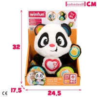 Peluche Oso Panda Interactivo Educativo con Luz y Sonidos, 27x14x33 Cm, Blanco y Negro(m-7)