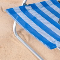 Silla de Playa Plegable Reclinable 8 Posiciones con Cojín y Asas, 74x12x65 Cm, Azul y Blanco(m-7)