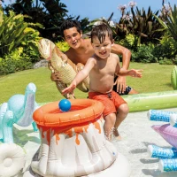 Centro de Juegos Hinchable con Difusor de Agua y Figuras, 201x201x36 Cm, Multicolor(m-3)