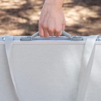 Mesa Plegable Camping Maletín Antideslizante con Red Auxiliar, 45x30x6,5 Cm, Beige(m-5)