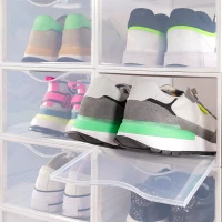 Pack 6 Cajas para Zapatos Transparentes Apilables Antivuelco, 23x33,5x14,5 Cm, Blanco(m-2)