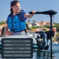 Motor Fueraborda Eléctrico INTEX 12 V 420 W, 8 Marchas, 46,5x23,5x120,5 Cm, Negro(m-2)