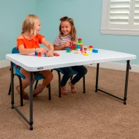 Mesa Plegable Regulable 4 Alturas, 122x61x56-91 Cm, Blanco(m-5)