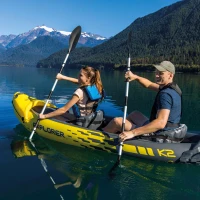 Kayak Hinchable Explorer K2 con 2 Remos, 312x91x51 Cm, Amarillo y Gris(m-7)