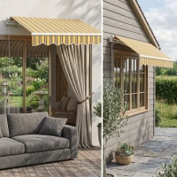 Outsunny Copertină de Soare Retractabilă pentru Exterior cu Brațe și Deschidere Manuală, 350x250 cm, Galben(m-5)