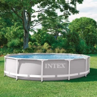 Piscina Desmontable Redonda Prisma Frame con Estructura Metálica, 366x366x76 Cm, Gris(m-2)