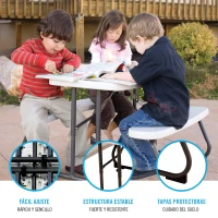 Mesa Plegable Picnic Infantil con Bancos Integrados, 82,5x90x53,5 Cm, Multicolor(m-3)