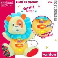 Peluche León Interactivo con Luz y Sonido, 15x9x15 Cm, Amarillo(m-2)