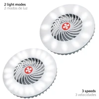Lámpara LED Portátil 3 en 1 Recargable con Ventilador y Batería Externa, 17x6x17 Cm, Blanco(m-2)