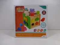 Cubo de Actividades de Madera 14 Figuras 15x15x15 Cm, Multicolor(m-5)
