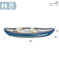 Kayak Hinchable 2 Plazas con Remos y Hinchador 89x307x53 Cm, Azul y Gris(m-4)