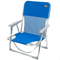 Silla Playa Baja Plegable Aktive Beach Respaldo Fijo, Aluminio y Textileno, 44x40x72 Cm, Azul(m-1)
